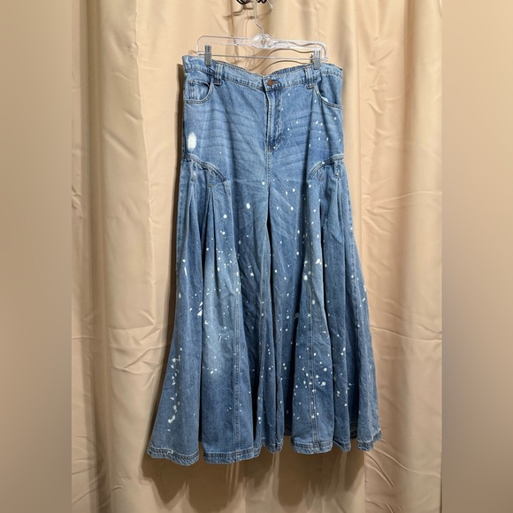 Oli & Hali Bleach Splatter Wide Leg Pleated Side Jeans - XL - EUC - Picture 4 of 16